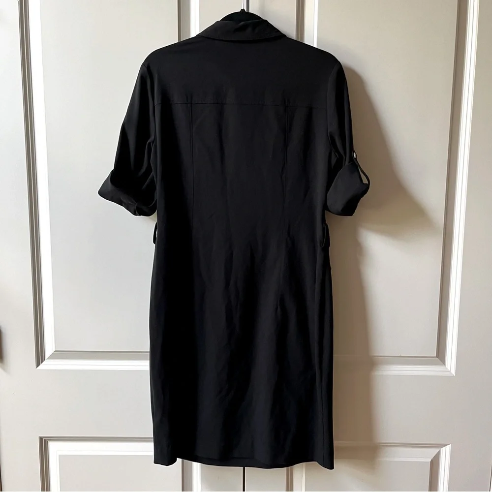 Michael Kors Half Zip Shirt Dress, Black, Size medium